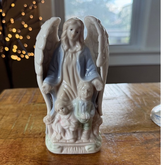 Other - Guardian Angel Figurine Blue Excellent Vintage‎ Porcelain